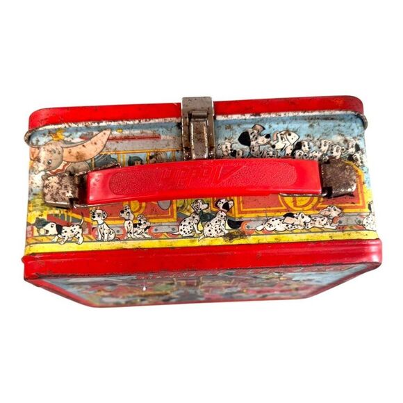 Vintage Disney Express Metal Lunchbox Train Theme Mickey Mouse Distress Red READ - Picture 10 of 16